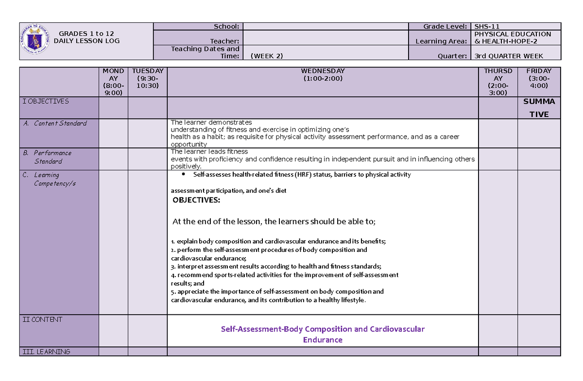 Q3-DLL-HOPE 2 WEEK 2 Self-Assessment-Body Composition and ...