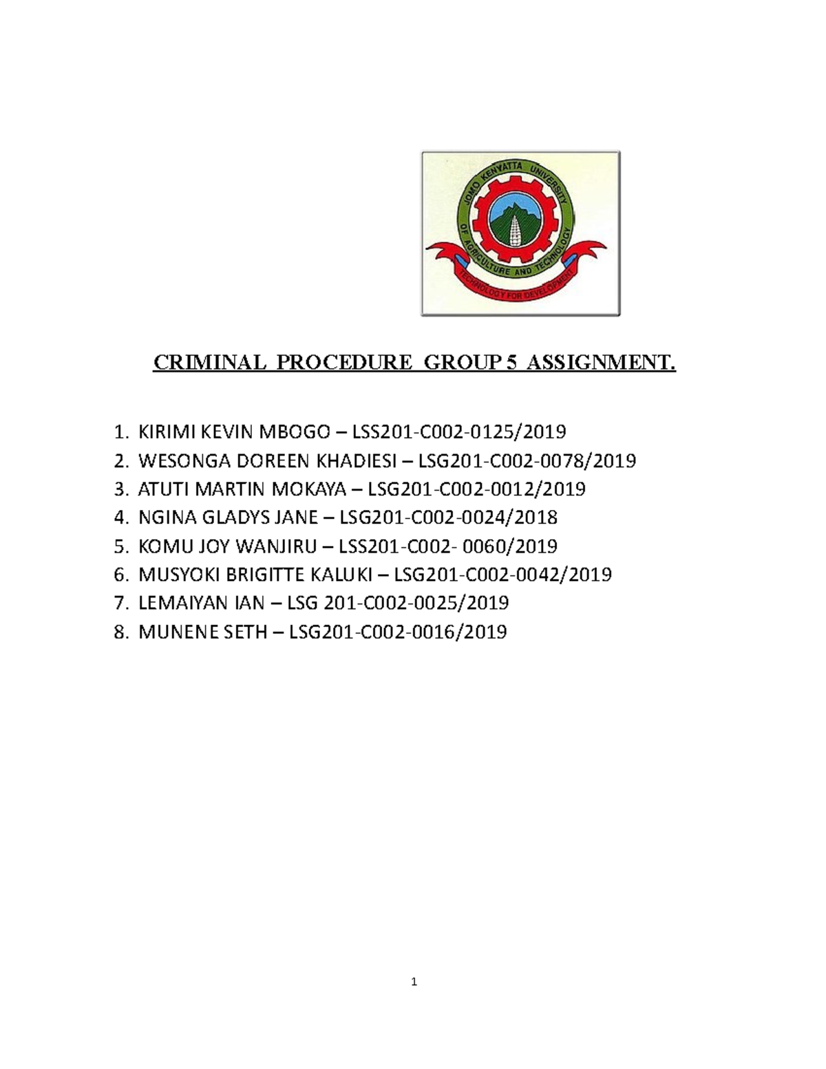 Diversion in Criminal Cases CRIMINAL PROCEDURE GROUP 5 ASSIGNMENT. KIRIMI KEVIN MBOGO Studocu