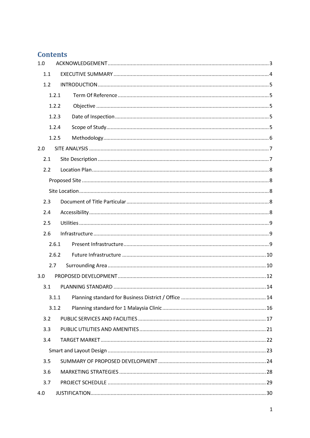 Development Appraisal - Contents 1 ACKNOWLEDGEMENT - Studocu