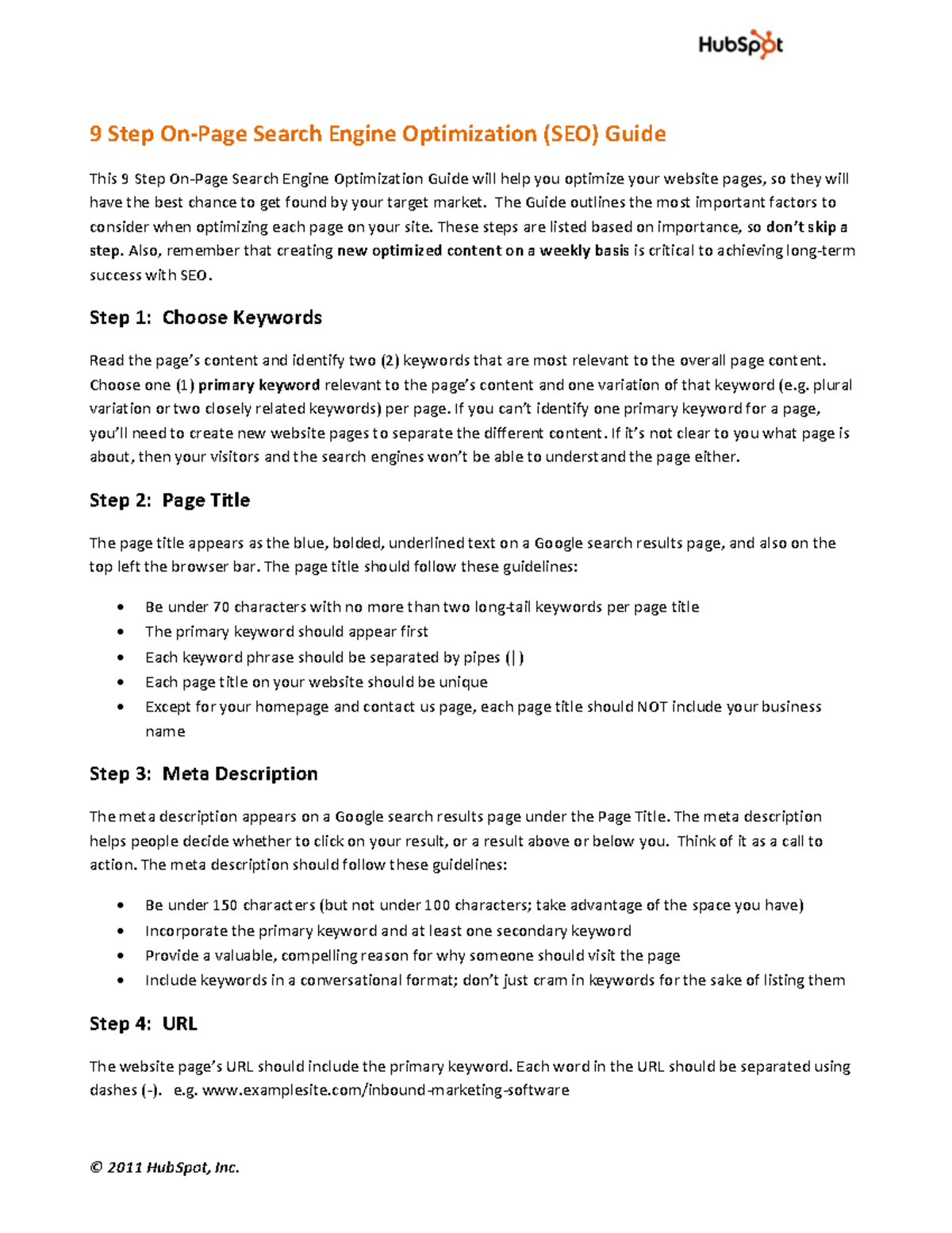 9 step on page search engine optimization guide - 9 Step On-Page Search ...