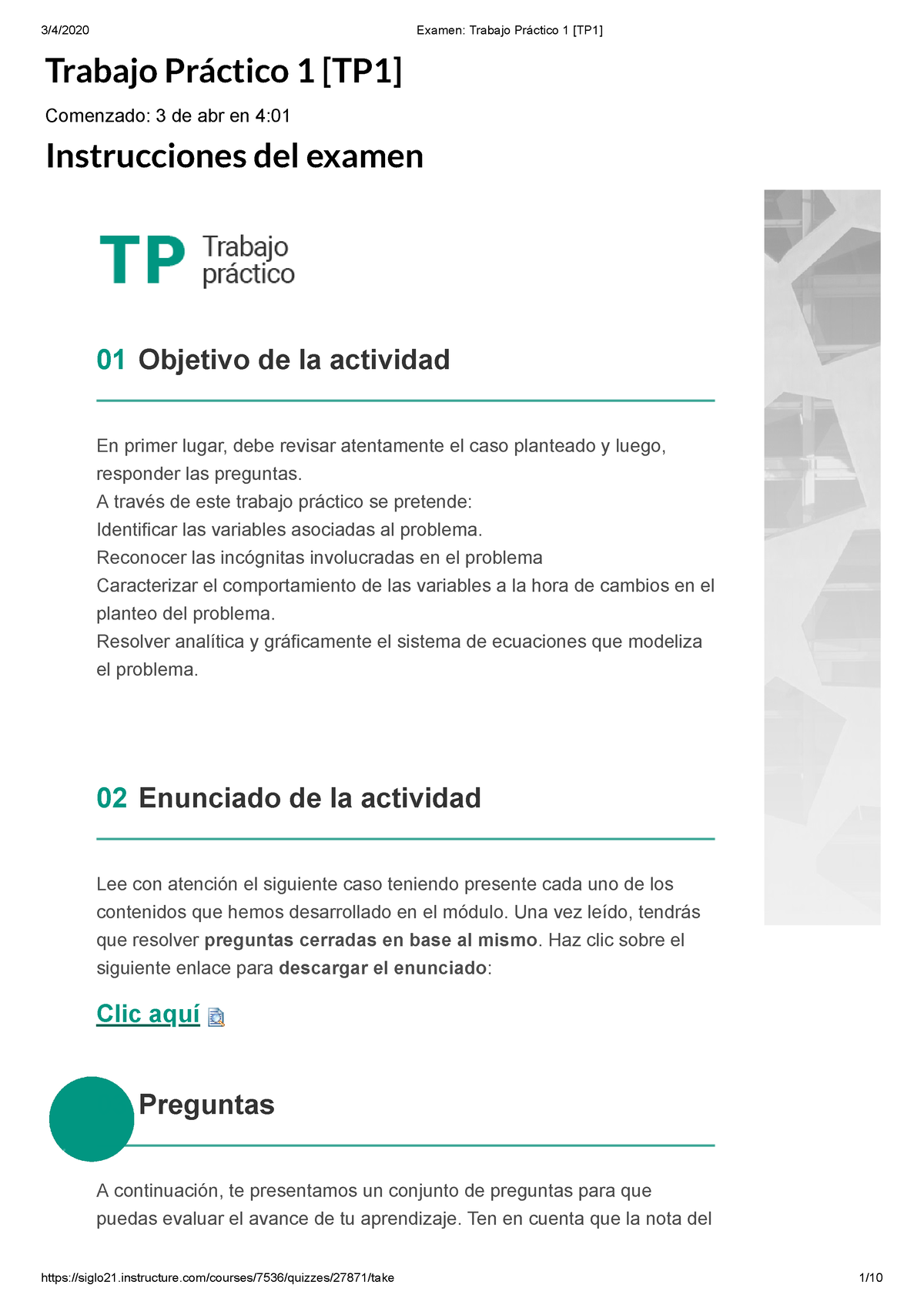 Álgebra Tp1 Trabajo Practico Trabajo Práctico 1 Tp1 Comenzado 3 De Abr En 4 7983