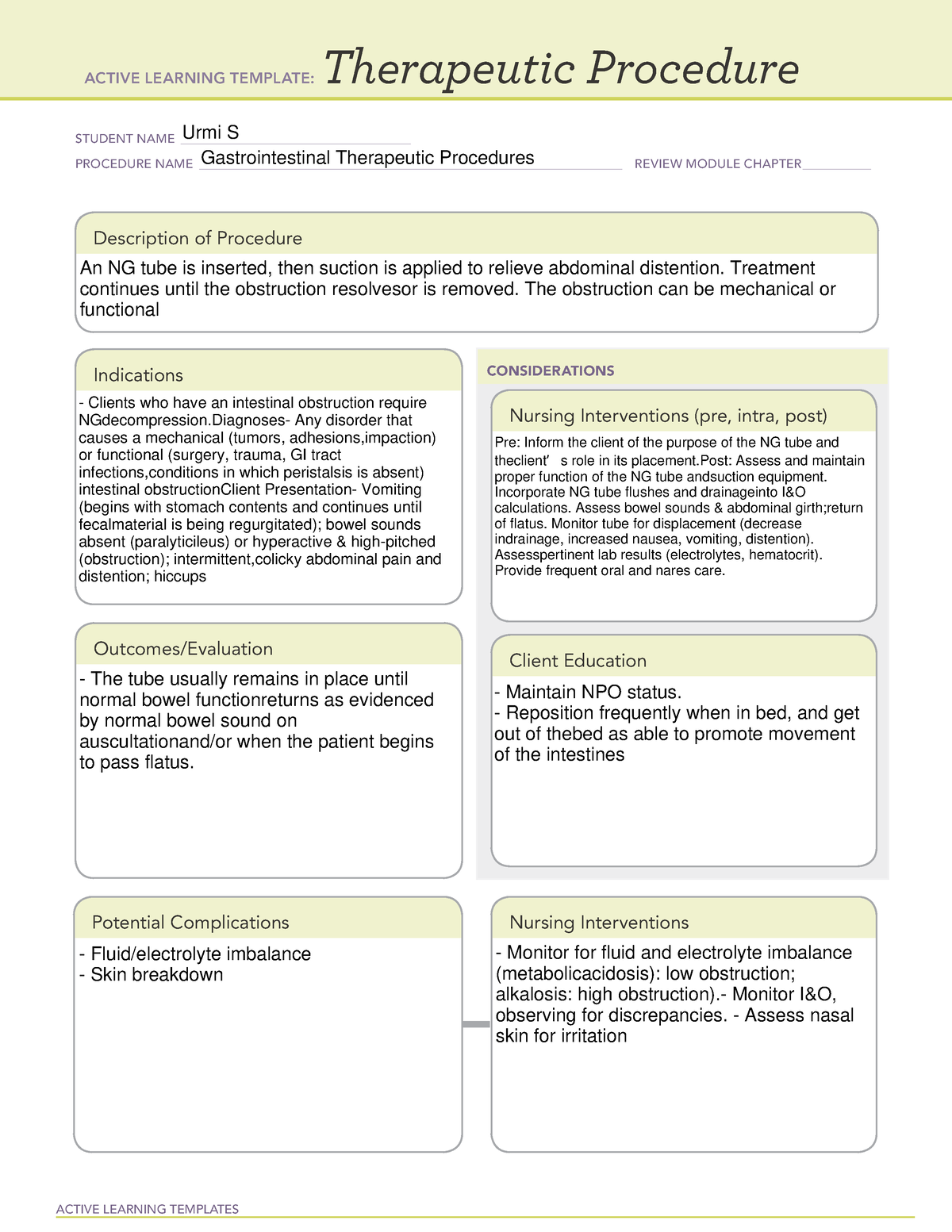 ATI therapeutic procedure of Gastrointestinal Therapeutic Procedures ...