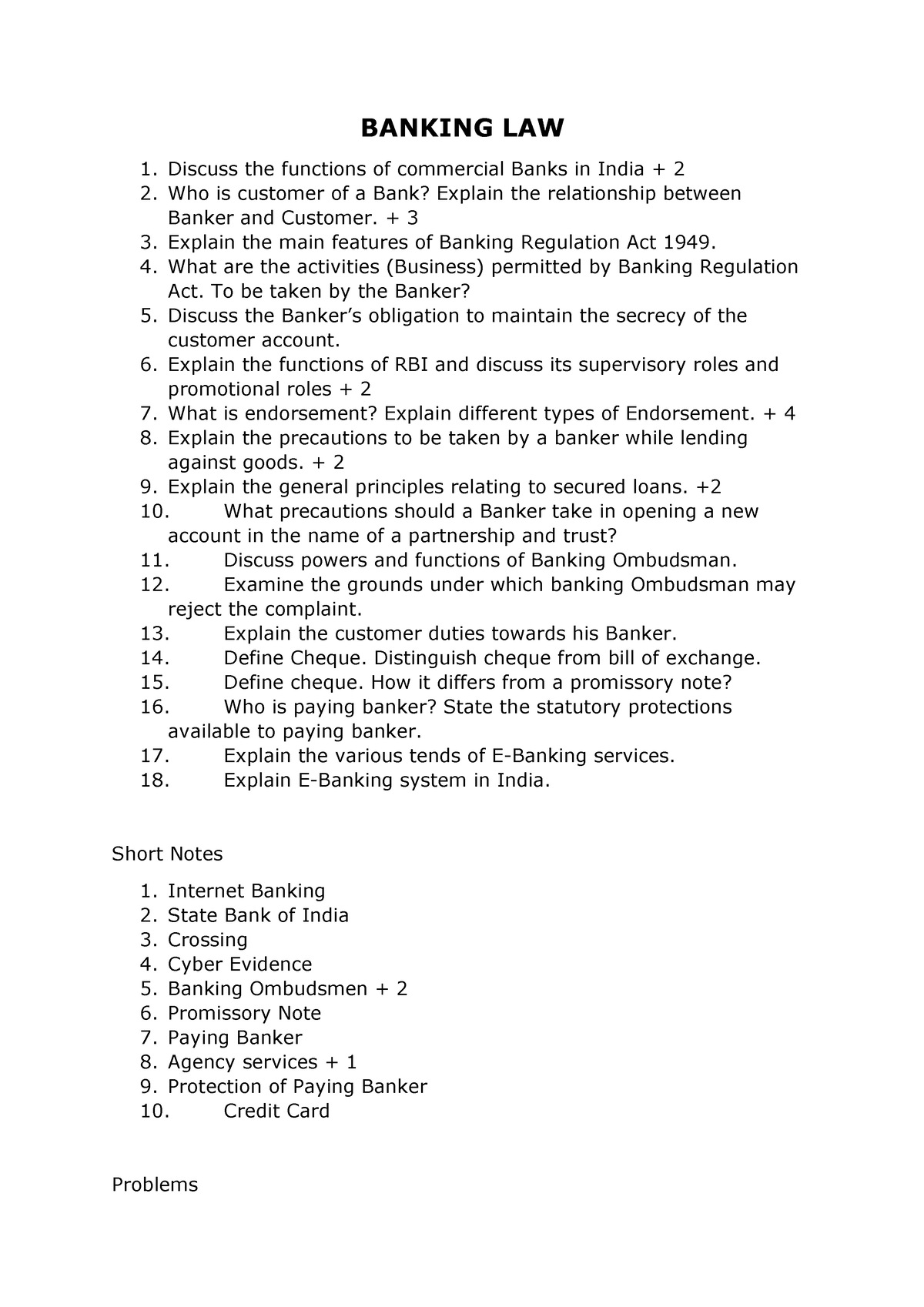 banking law research topics