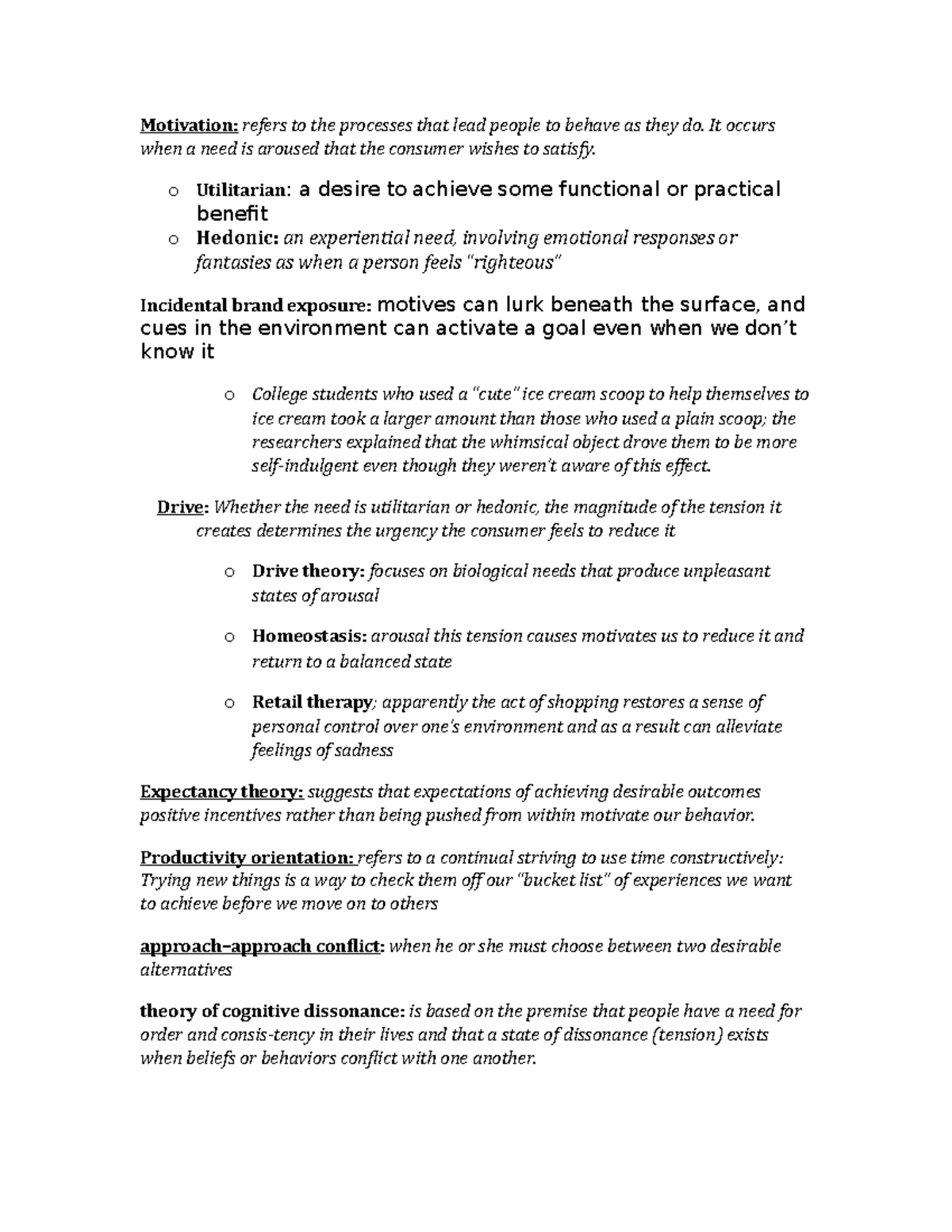 Chapter 5 - Summary : Buying Having and Being - Motivation: refers to ...