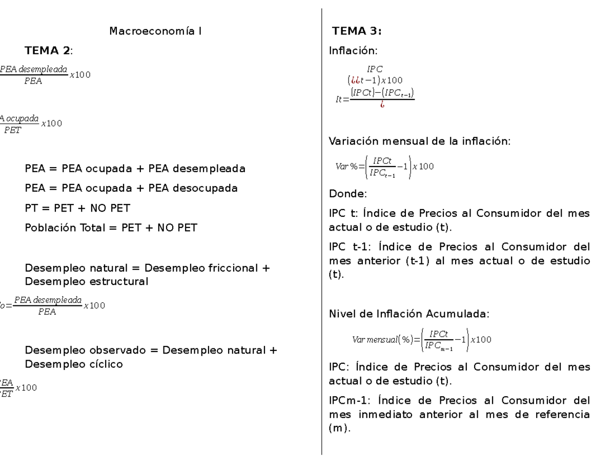 Ejercicios de Macroeconomia I - Macroeconomía I TEMA 2 : PEA