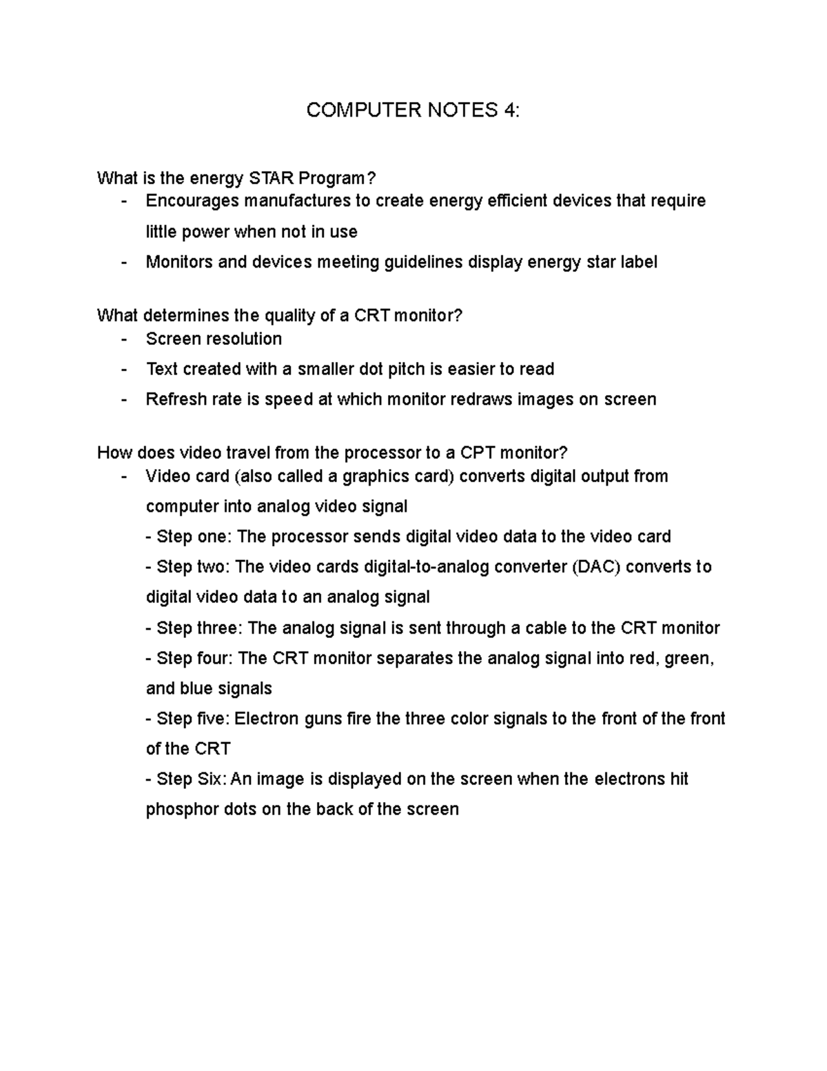 Computer Notes 4 - COMPUTER NOTES 4: What is the energy STAR Program ...