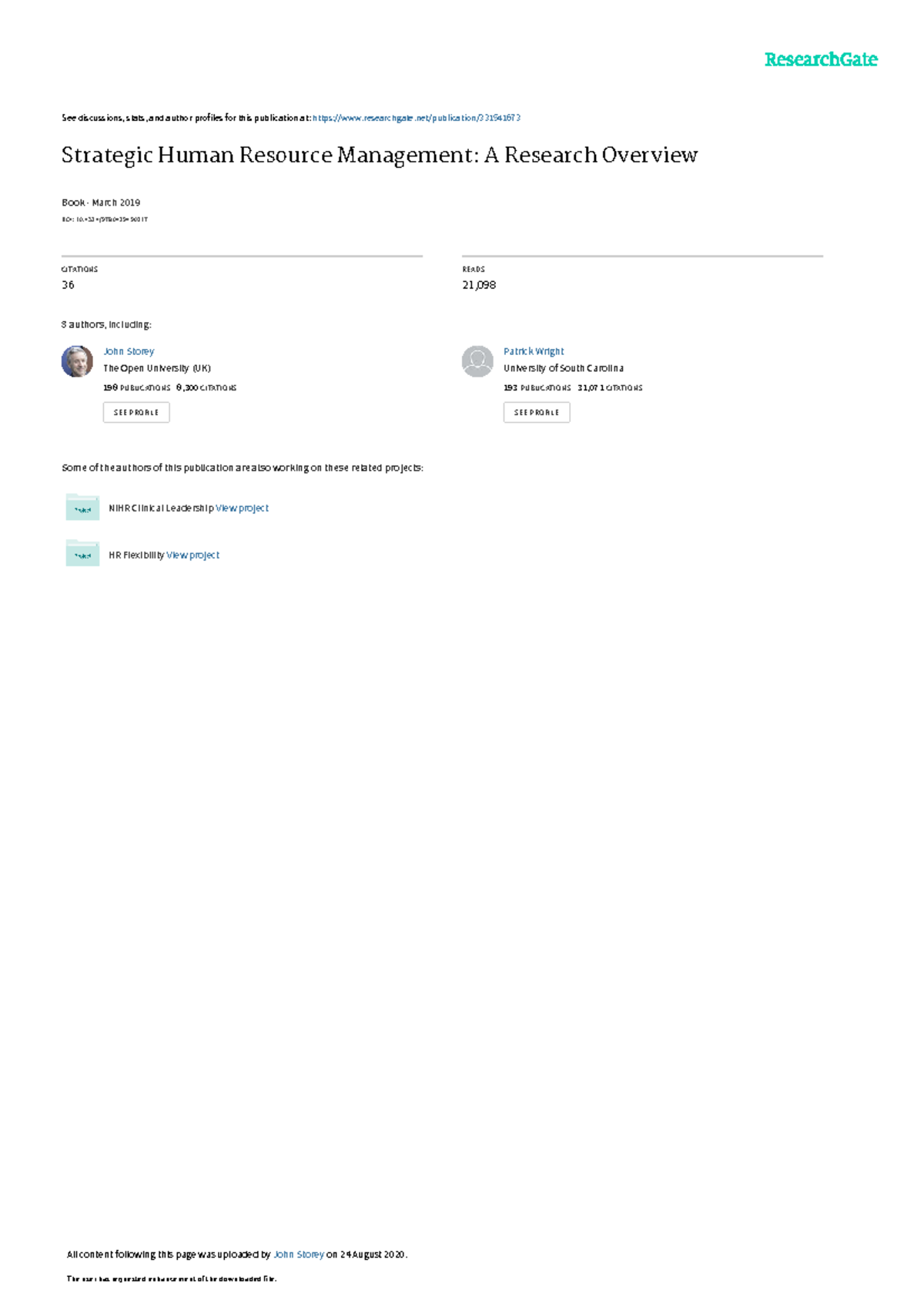 Strategic Human Resource Management A Research Ove - See discussions ...
