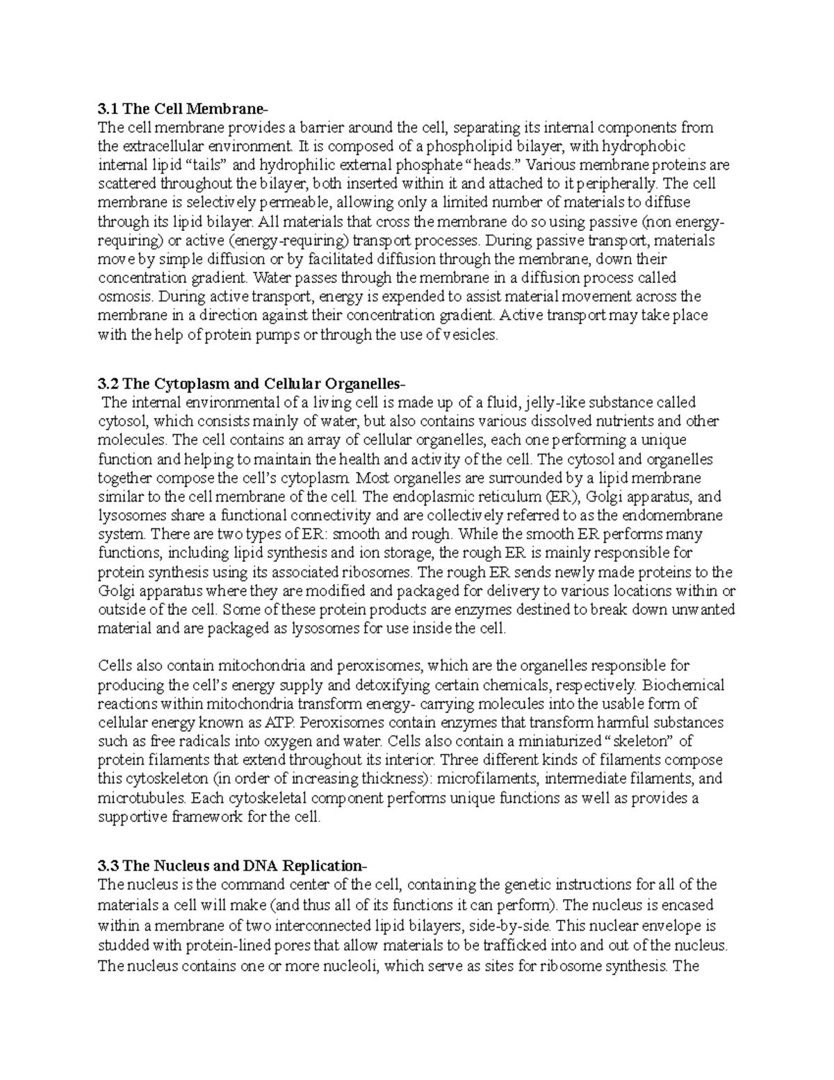 Chapter 3 Outline - Lecture notes 3 - 3 The Cell Membrane- The cell ...