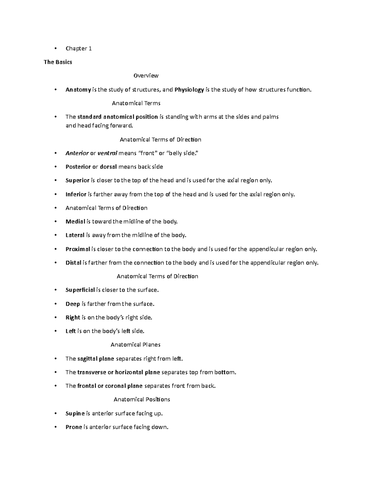 Ch 1 - Cells - Chapter 1 The Basics Overview Anatomy is the study of ...