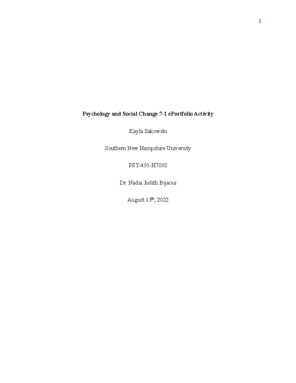 7 1 Module Seven E Portfolio Activity Psychology And Social Change 7