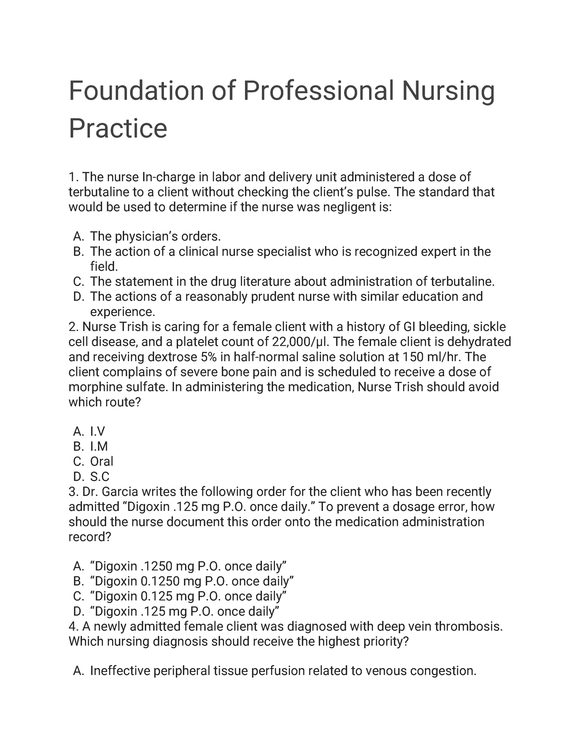 Foundation 20of20Professional 20Nursing 20Practiceexam - Foundation of ...