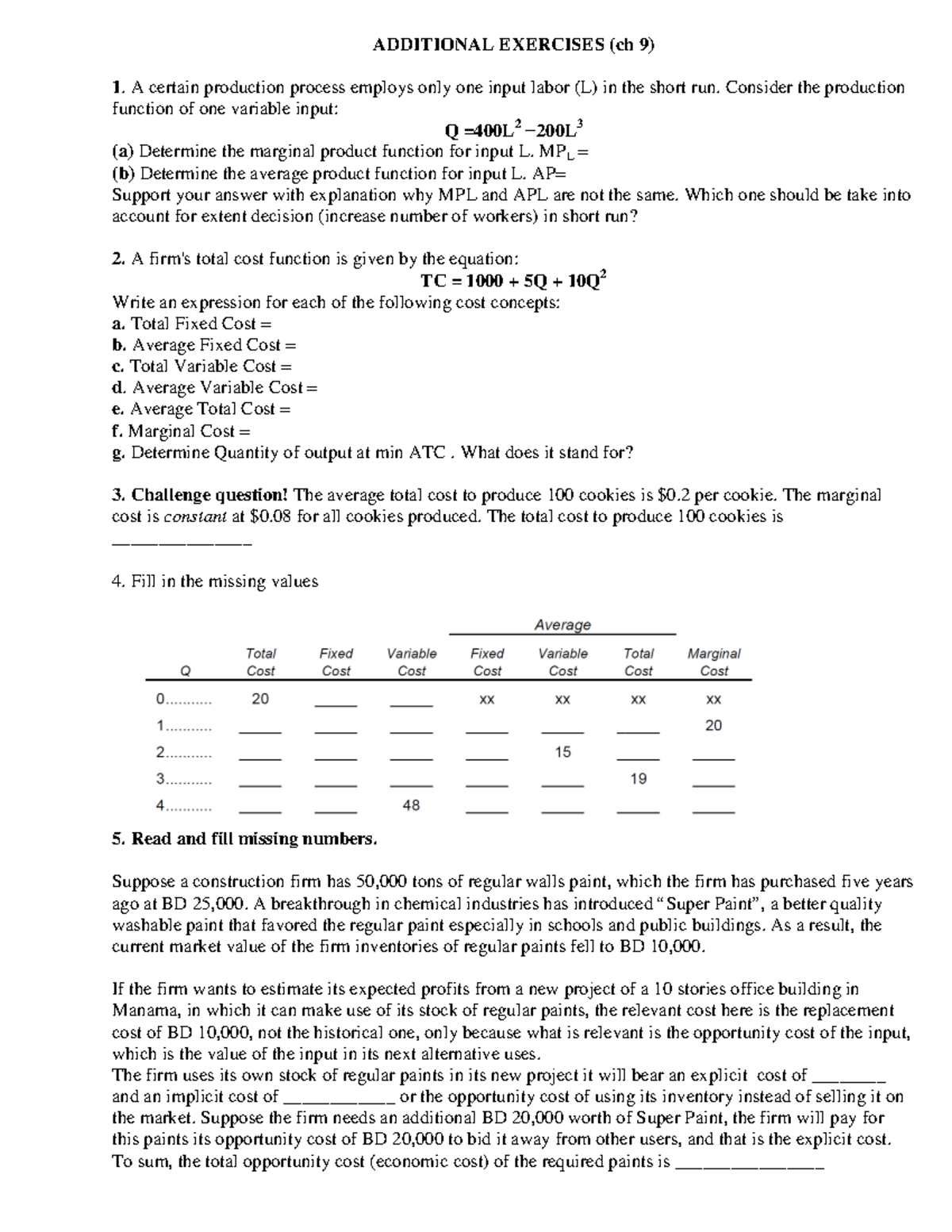 Additional Exercises (ch 9) - ADDITIONAL EXERCISES (ch 9) A certain ...