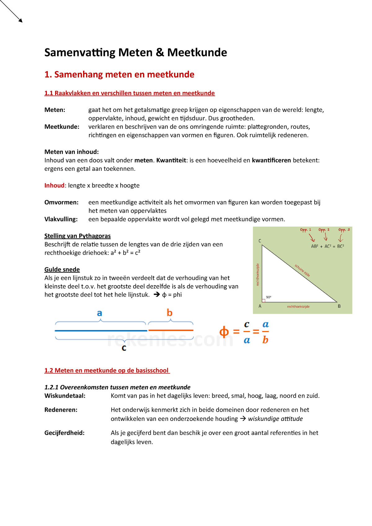 Uitgelezene Samenvatting Meet en meetkunde - - Inholland - StudeerSnel UU-02