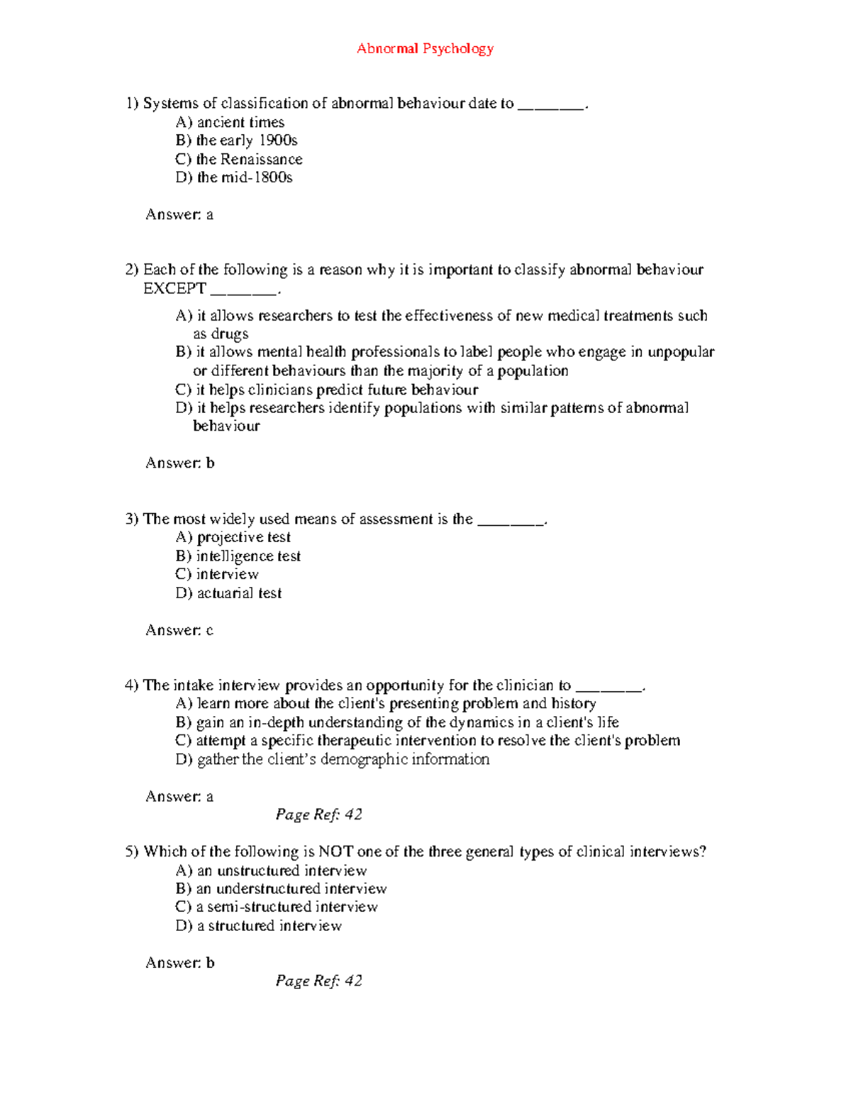 Essentials of Abnormal Psychology - Abnormal Psychology Systems of ...