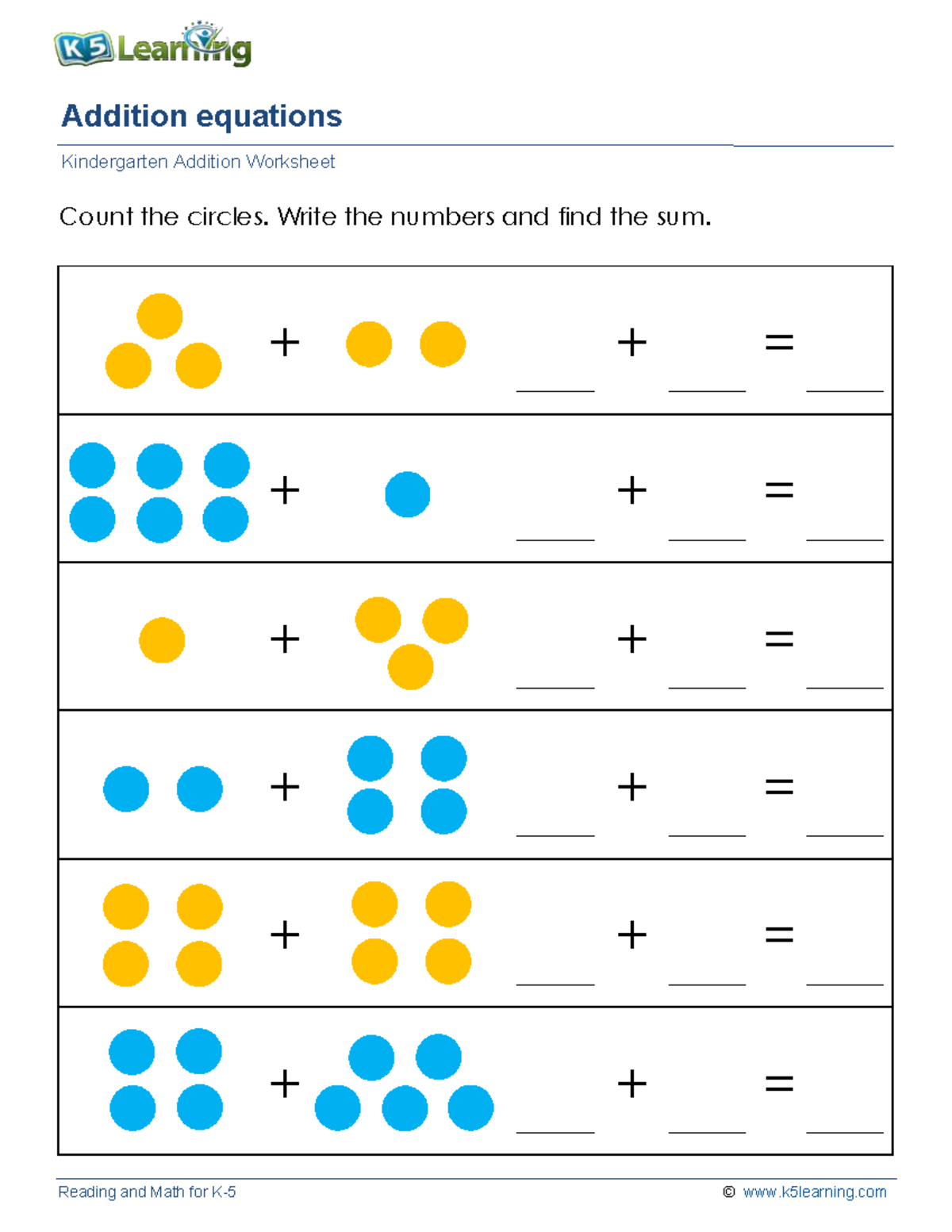 Kindergarten adding using pictures 1 - Reading and Math for K- 5 ...