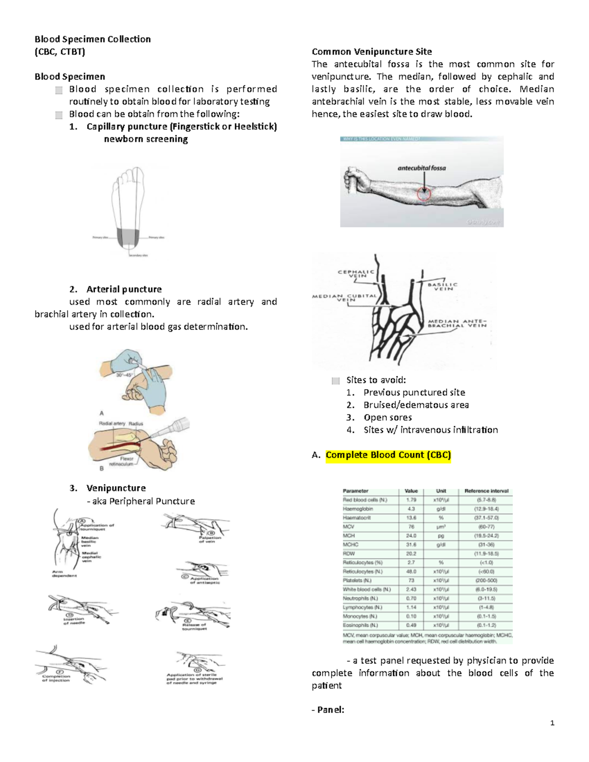 Blood Specimen Collection- Complete Blood Count , CTBT - Blood Specimen ...