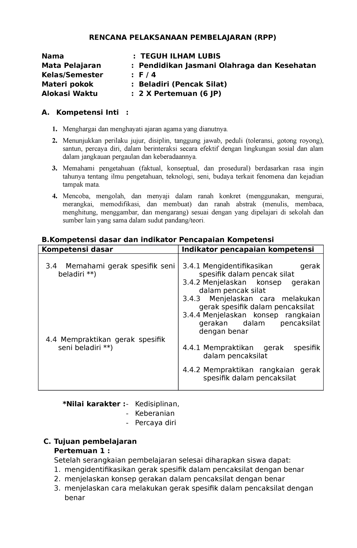 Rencana Pelaksanaan Pembelajaran RPP Sat - RENCANA PELAKSANAAN ...