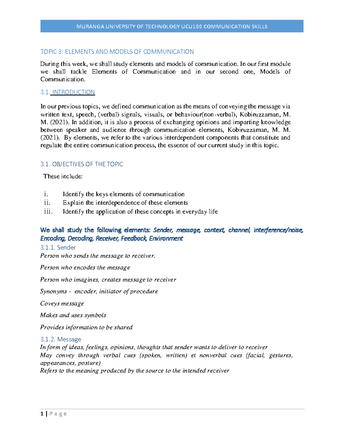 Week 4 UCU100 - Explain various types of communication skills - TOPIC 3 ...