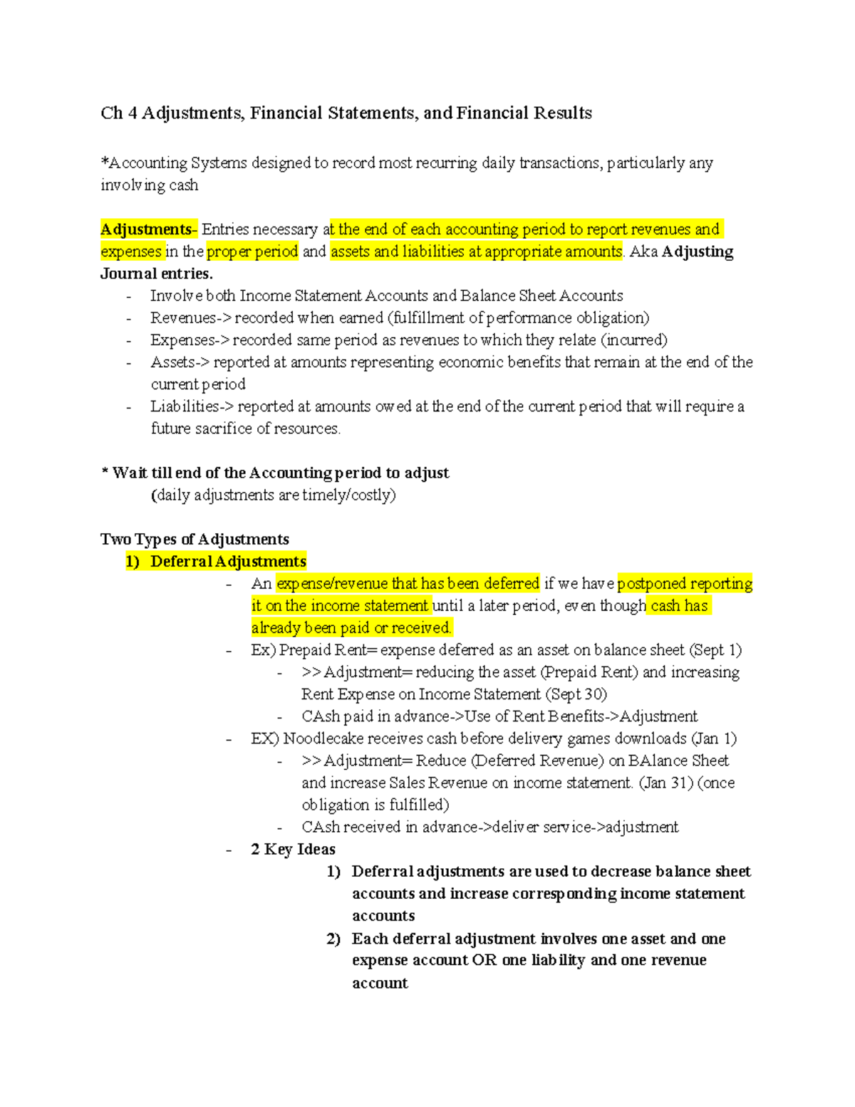 Acc Ch 4 Notes - Ch 4 Adjustments, Financial Statements, And Financial ...