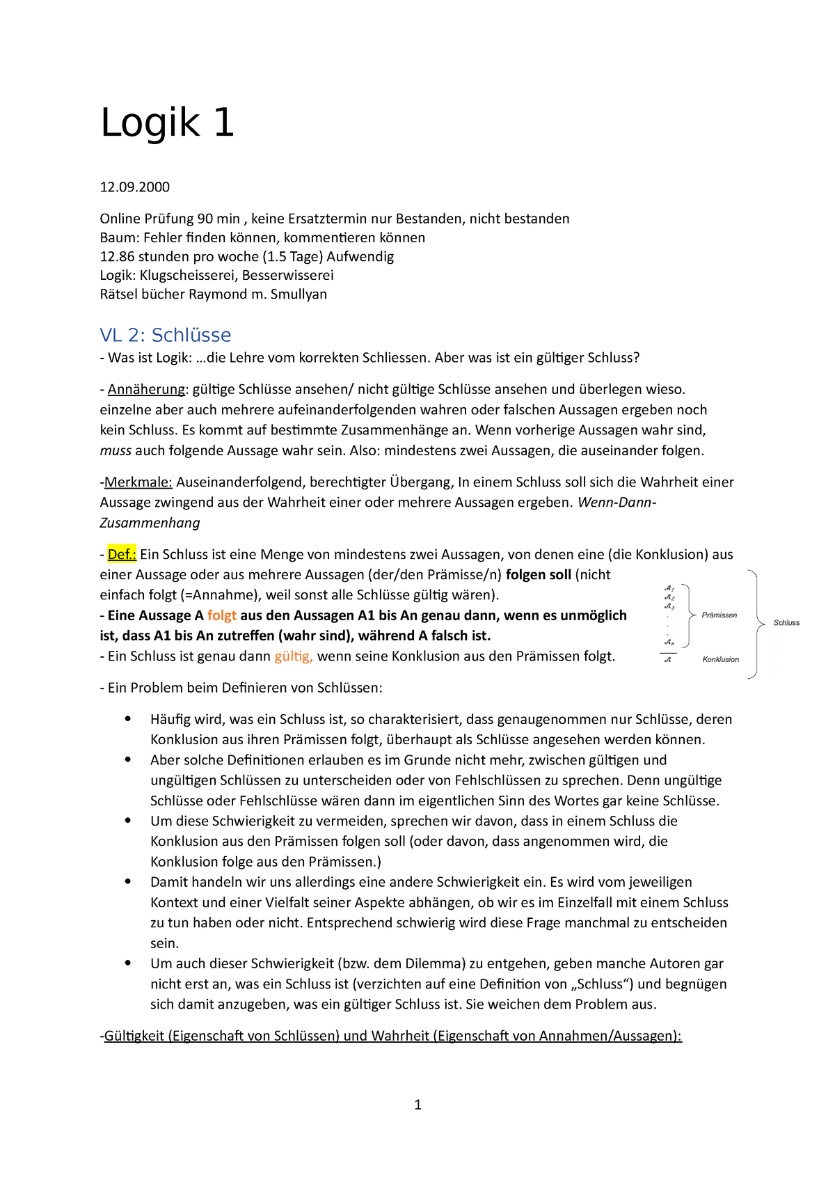 Logik 1 - Zusammenfassung Der Vorlesung - Logik 1 12. Online Prüfung 90 ...