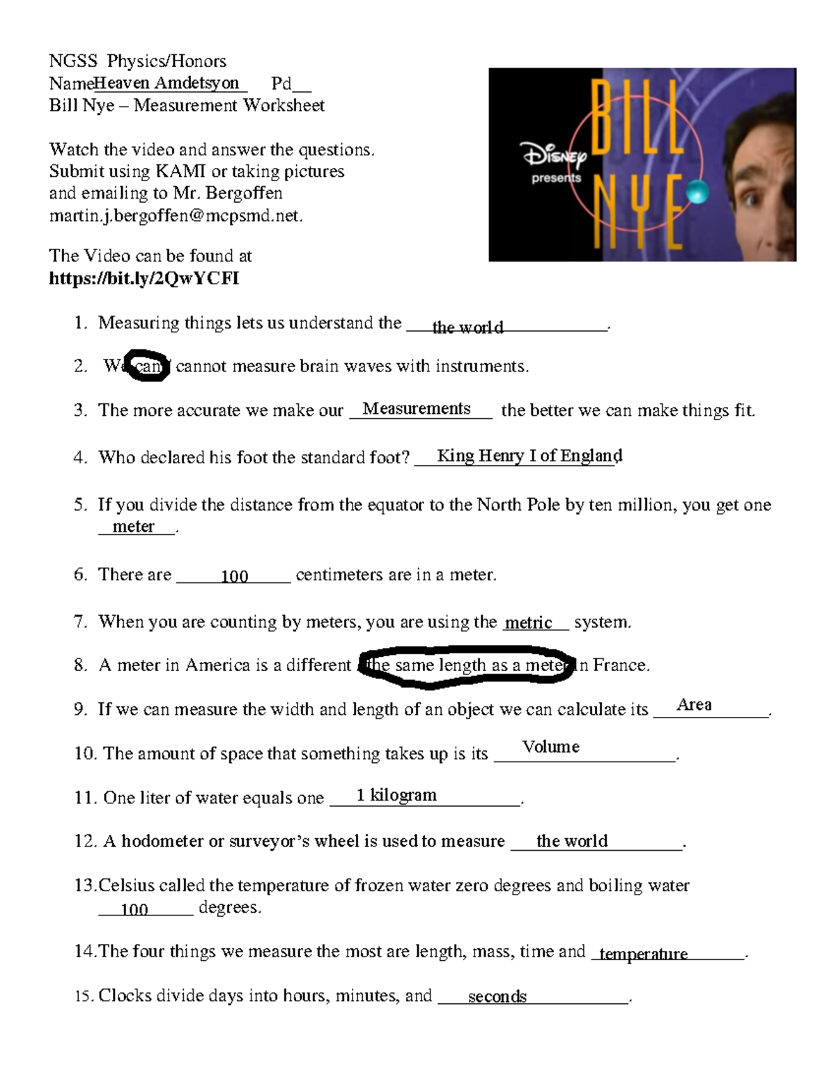 Kami Export - Bill Nye Measurement Worksheet - NGSS Physics/Honors  Name________________ Pd__ Bill - Studocu