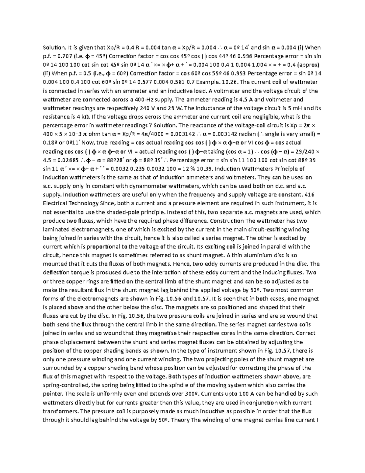 56 - ELECTRICAL - Solution. It is given that Xp/R = 0 R = 0 tan α = Xp ...