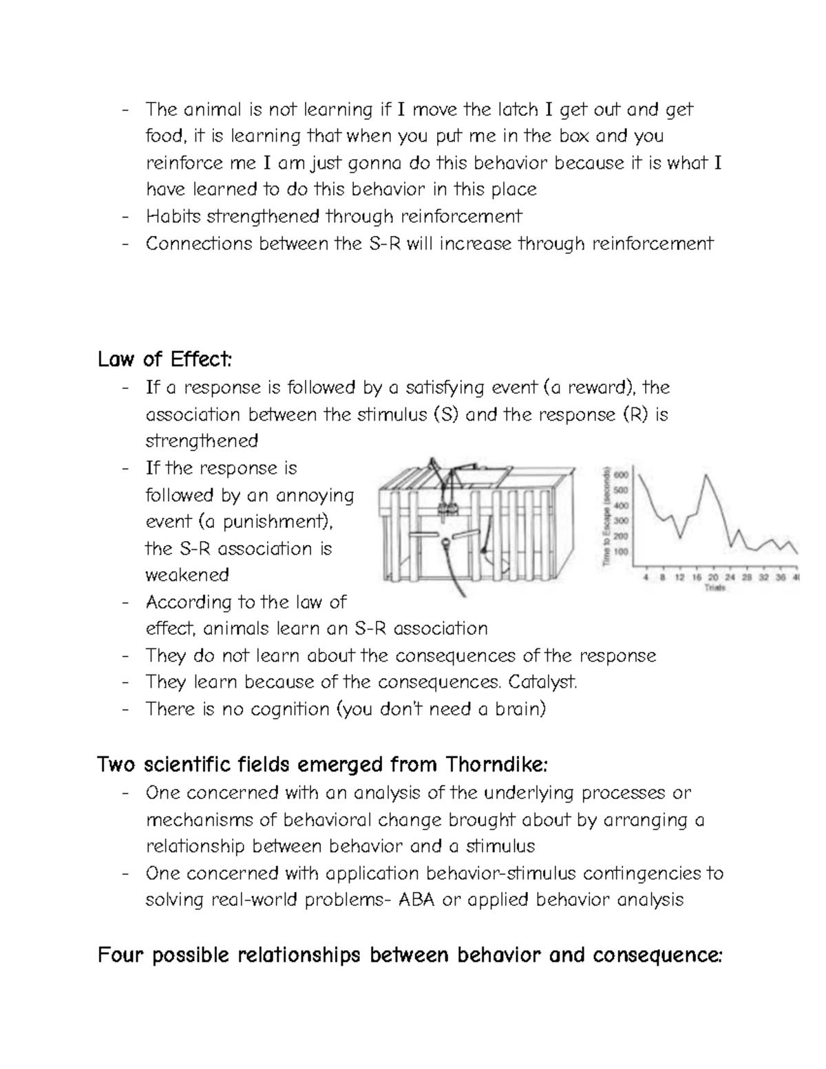 CLPS 0100- notes - The animal is not learning if I move the latch I get ...