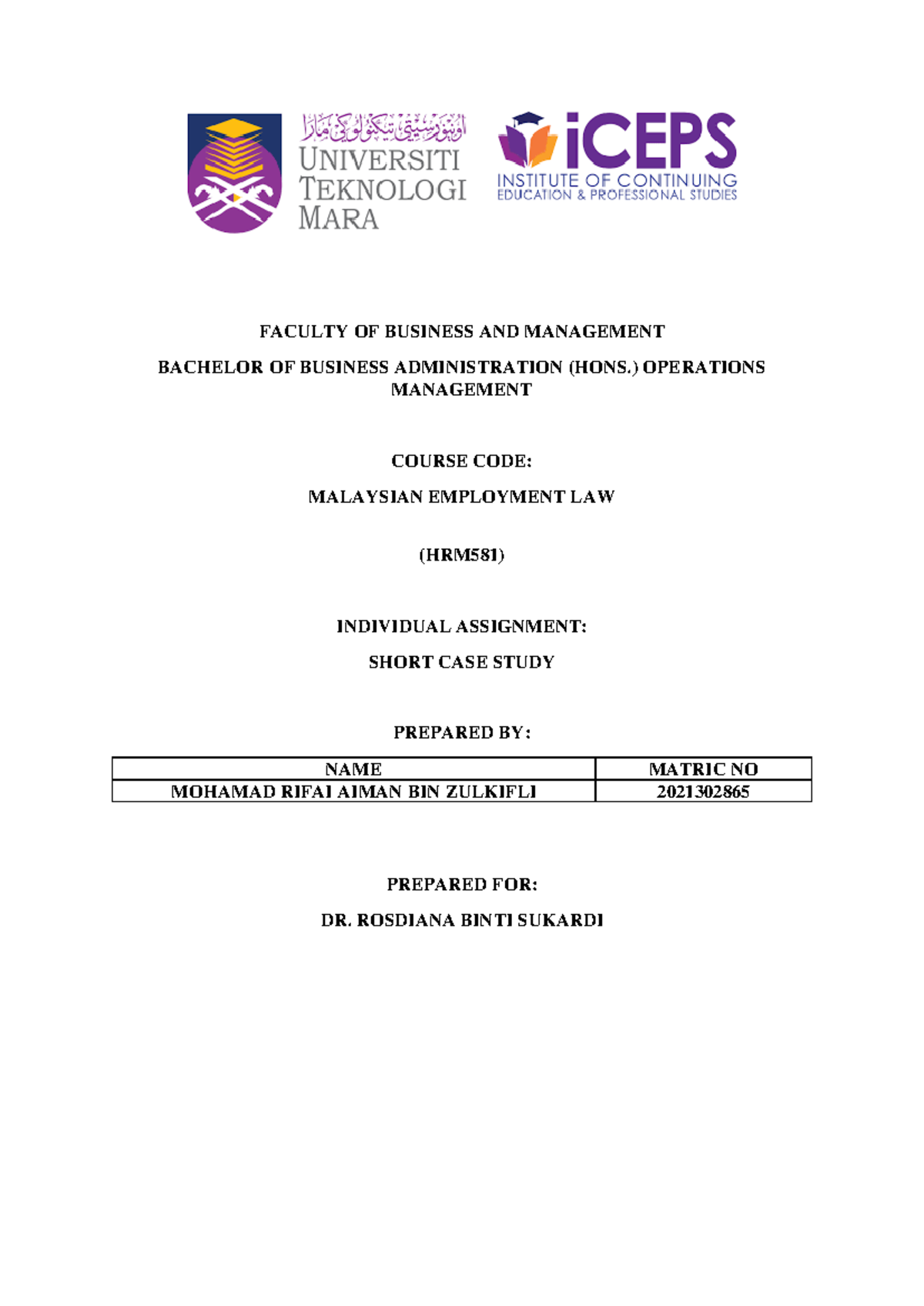 individual assignment hrm581