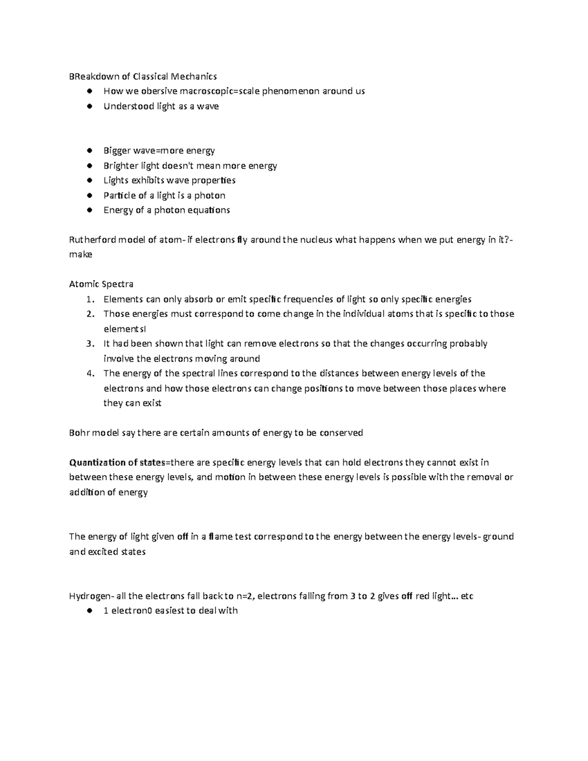 Chem 101 Lecture Notes Week 2 - BReakdown of Classical Mechanics How we ...