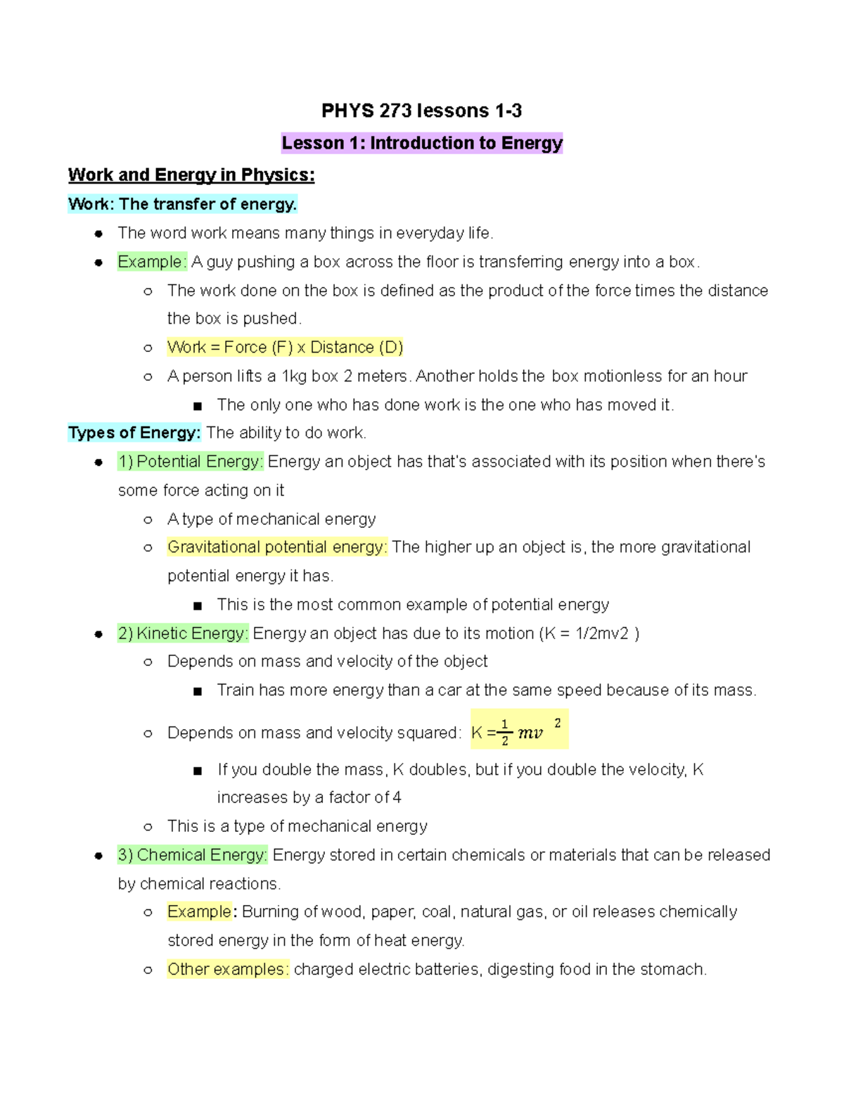 PHYS 273 lessons 1-3 - PHYS 273 lessons 1- Lesson 1: Introduction to ...