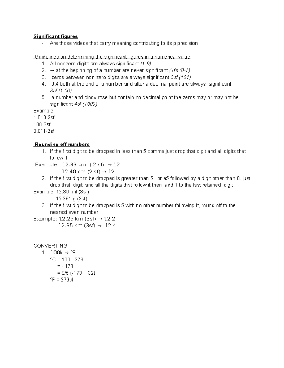 Significant figures - Lecture notes 4 - Significant figures - Are those ...