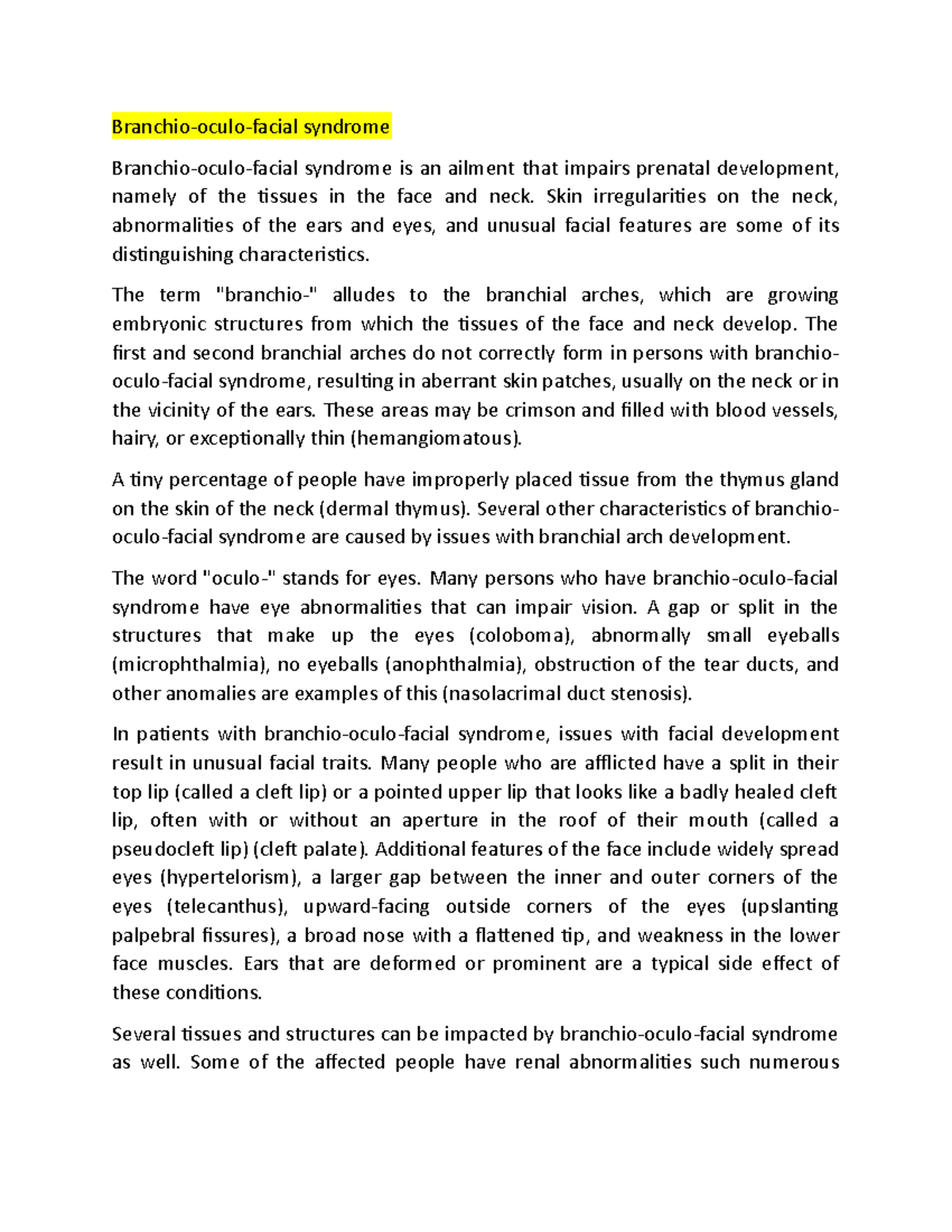 Branchio-oculo-facial syndrome - Branchio-oculo-facial syndrome ...