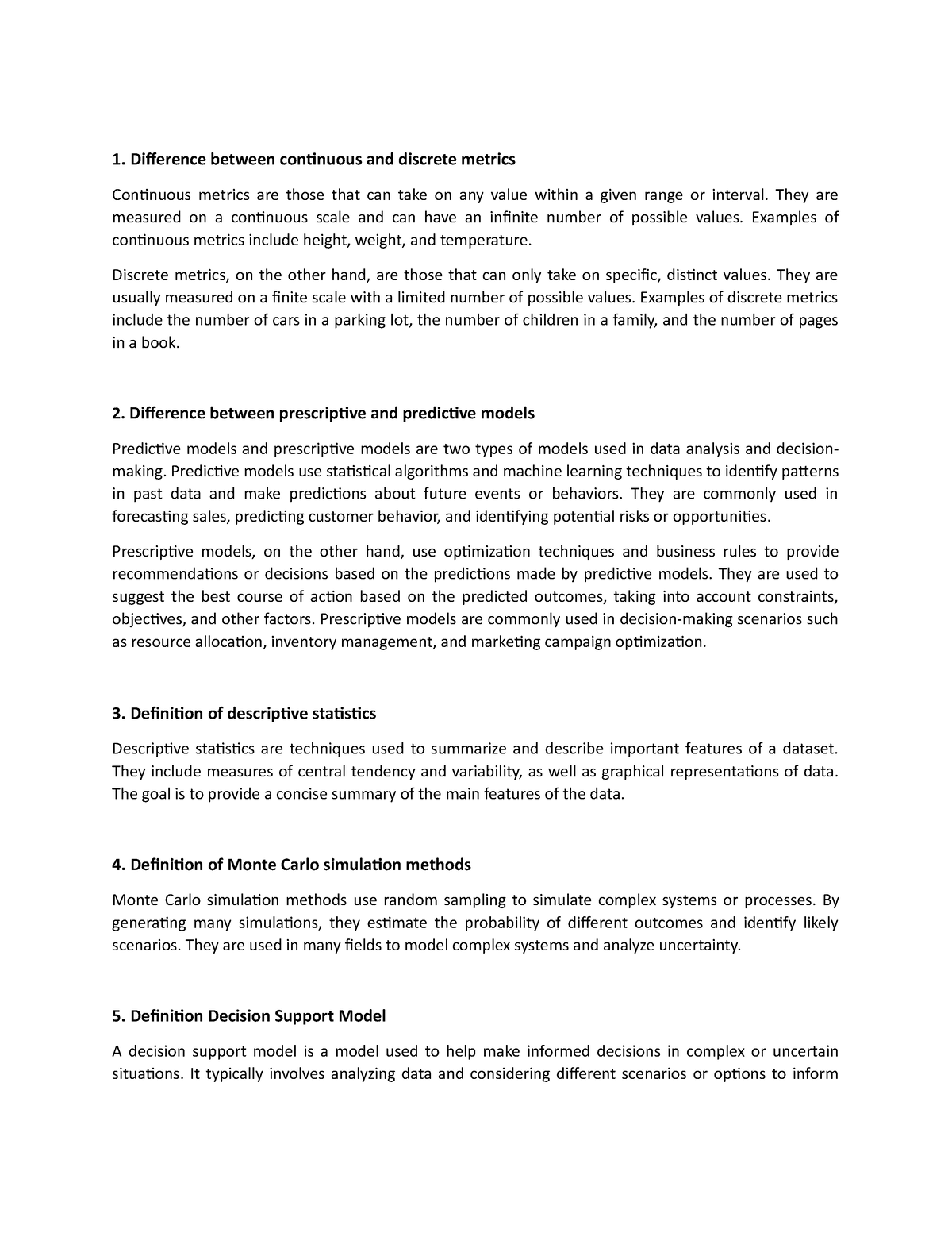 Quiz #2 - Quiz 2 - Difference between continuous and discrete metrics ...