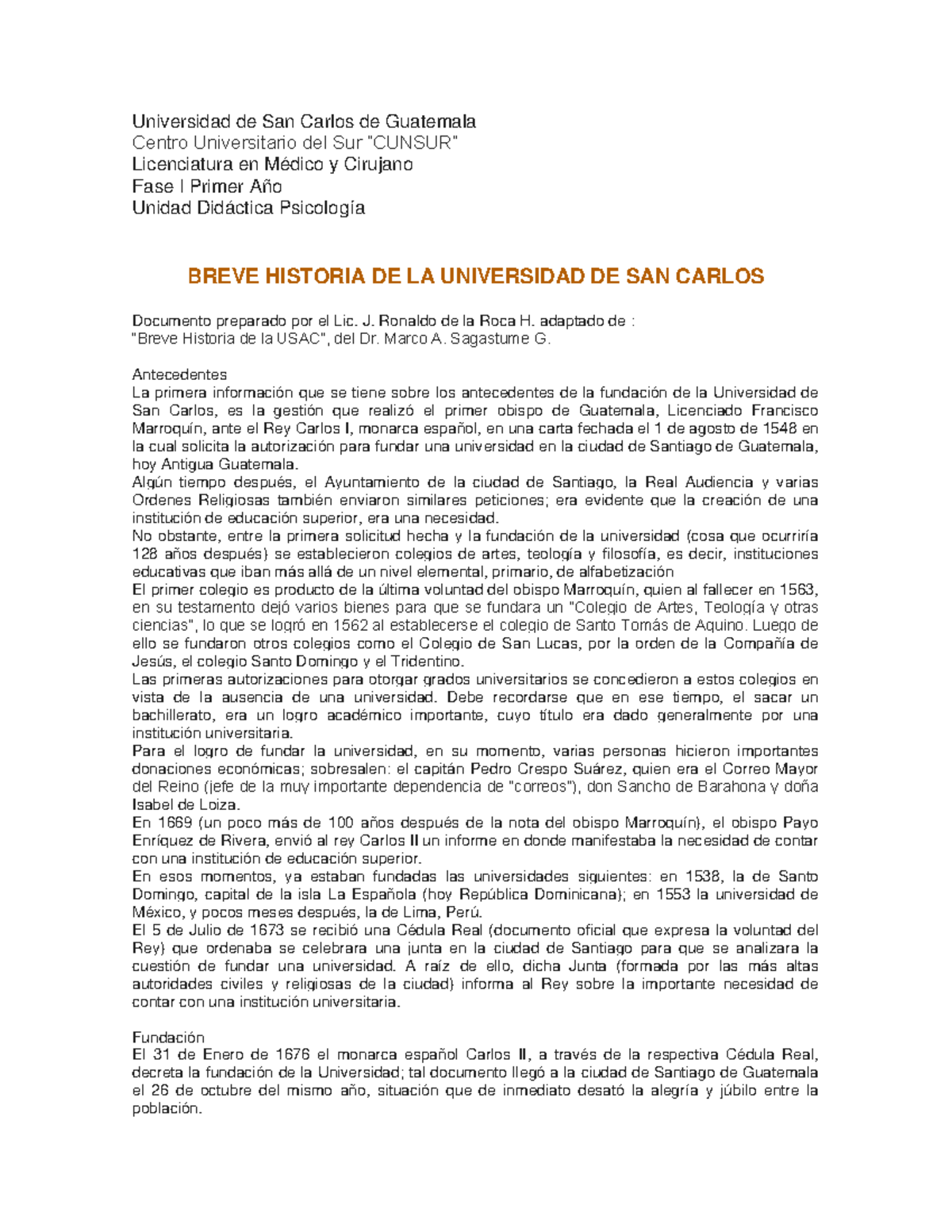 San Carlos De Guatemala Documento Modulo I Usac Universidad De San