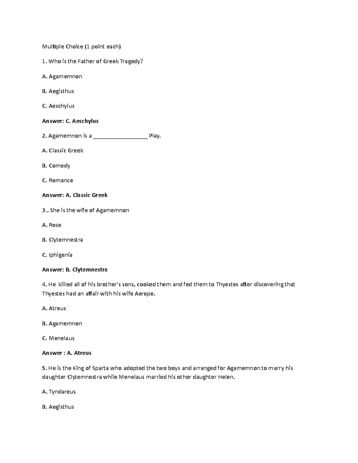 QUIZ NUMBER 3-GREAT BOOKS - Multiple Choice (1 point each) Who is the ...