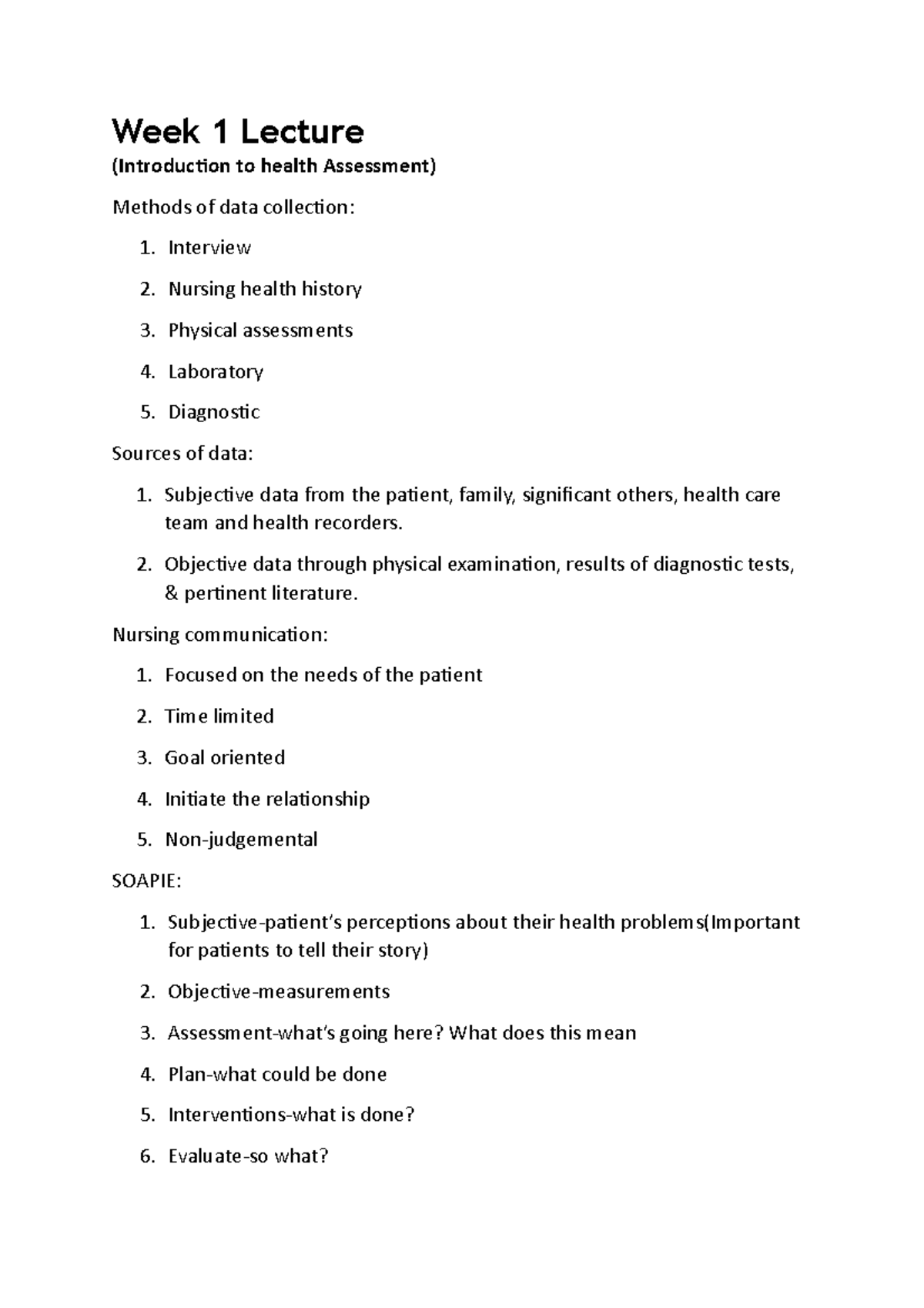 Week 1 to Week 3 Lecture - Week 1 Lecture (Introduction to health ...