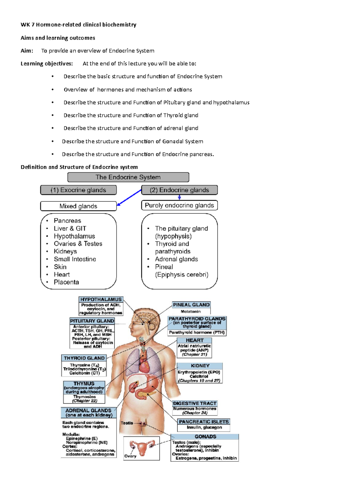 WK7 Hormonerelated clinical biochemistry Definition and Structure of