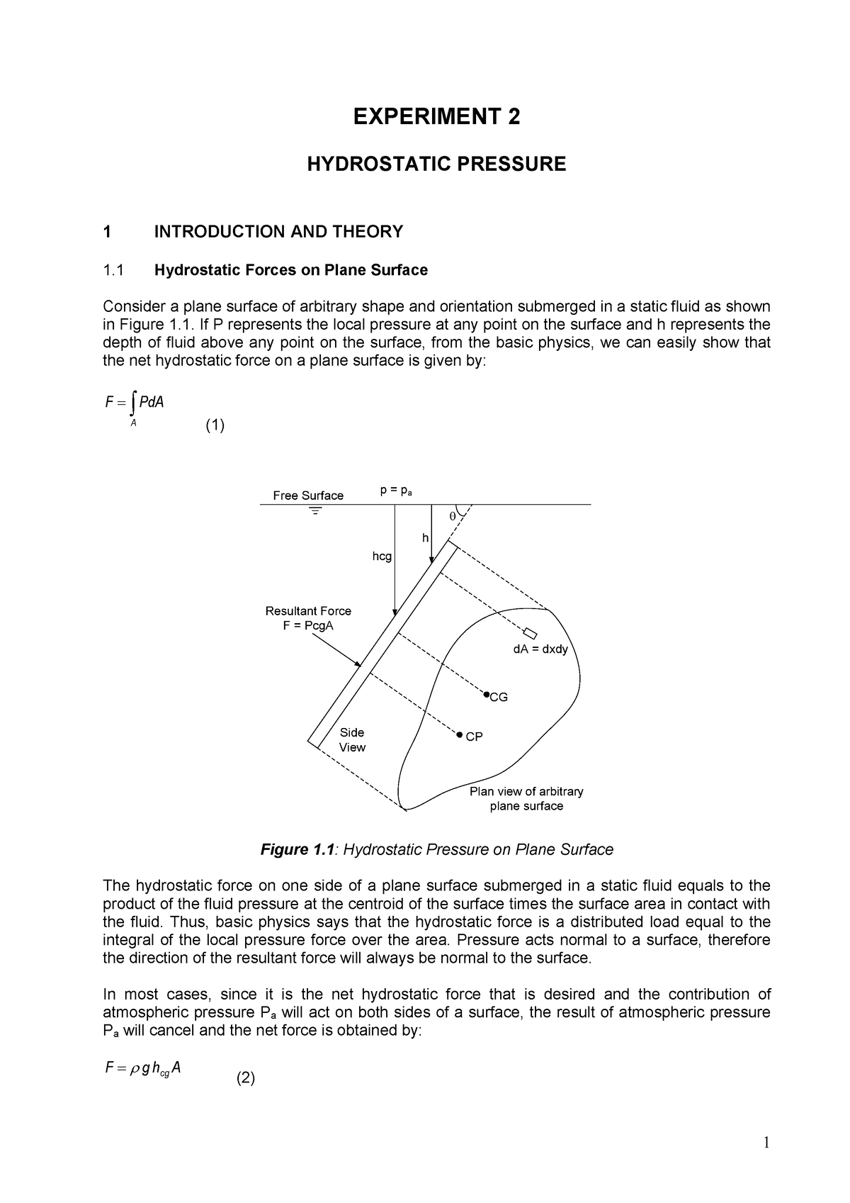 hydrostatic pressure experiment report