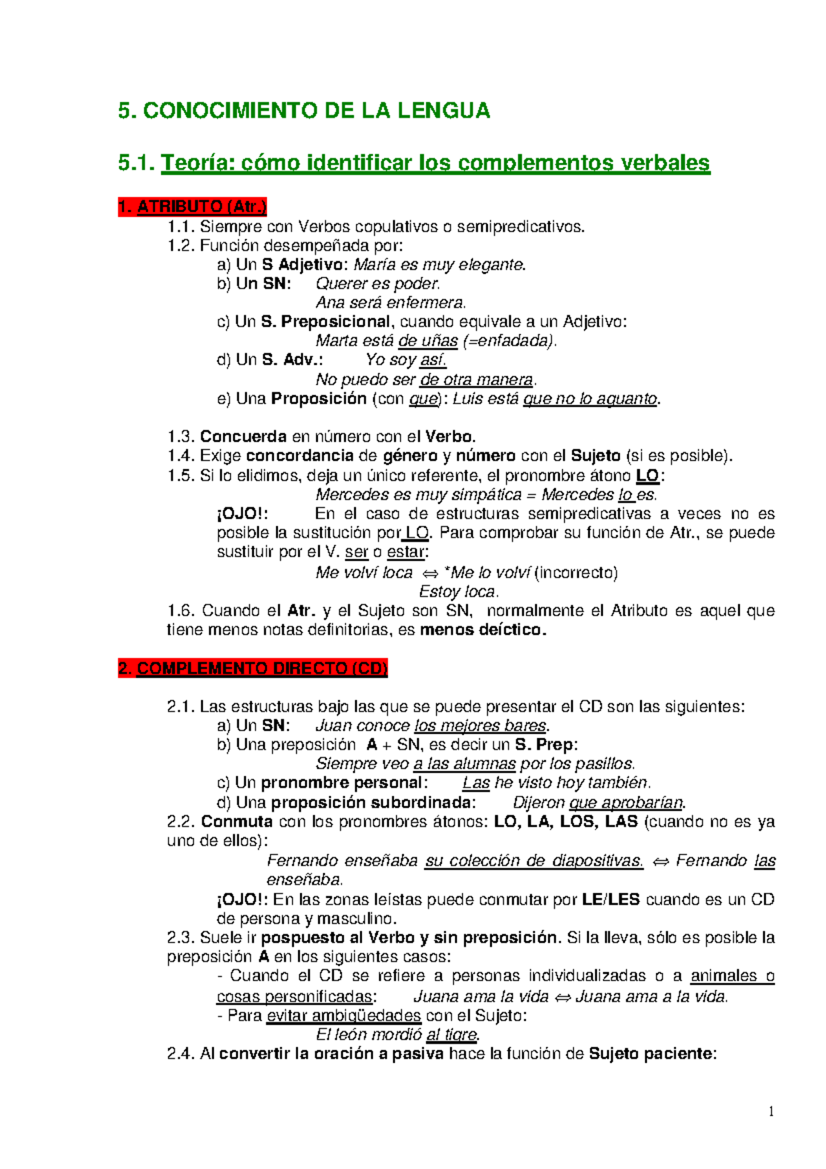 5 1 como identificar los complementos verbales - 5. CONOCIMIENTO DE LA ...