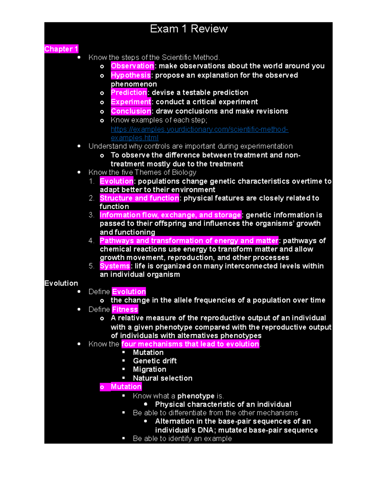 Exam 1 Review Guide - Ecology and Speciation and Phylogenetic Trees ...