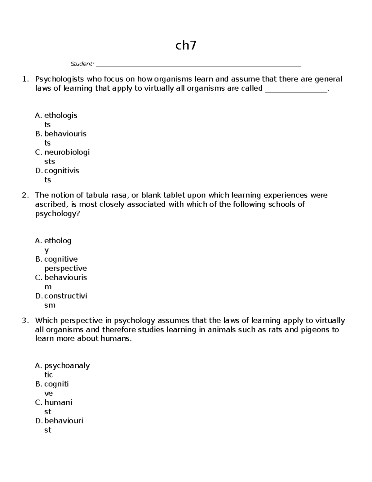 Chapter 7 Psychology Frontiers and Applications ch Student Studocu