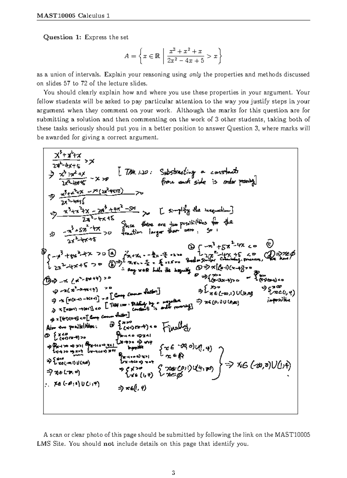 AST Q1 - Assignment1 - MAST10005 Calculus 1 Question 1:Express The Set ...