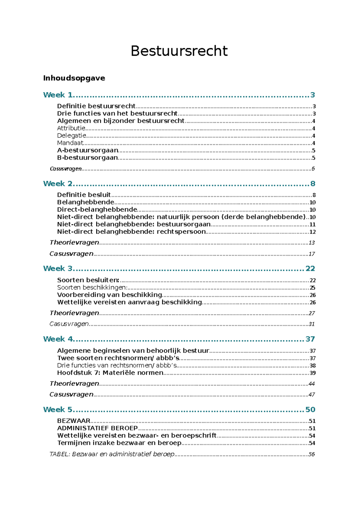 Bestuursrecht Hoorcolleges Jaar 1 - Bestuursrecht Week - Studeersnel