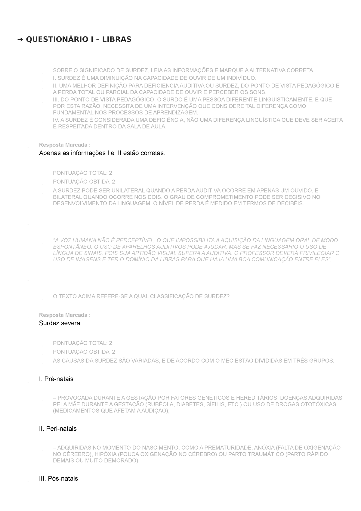 Questionário I – Libras - QUESTIONÁRIO I – LIBRAS SOBRE O SIGNIFICADO ...