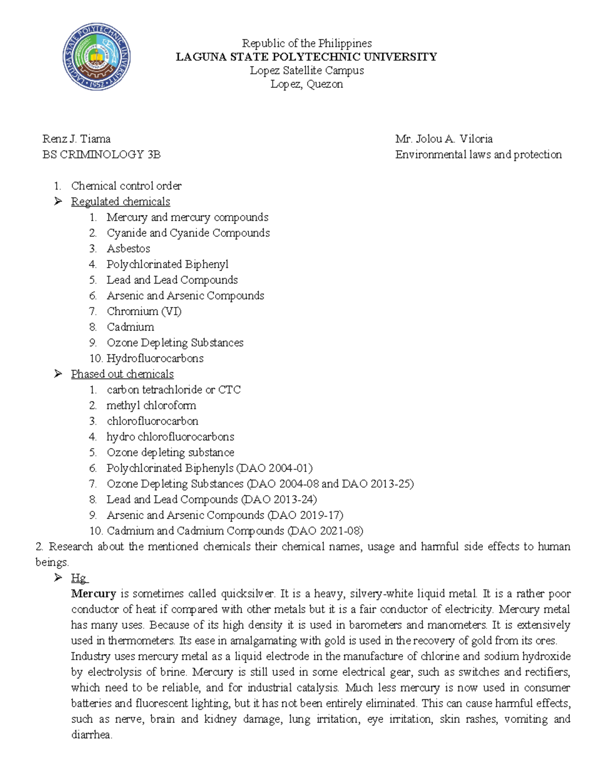 RA No. 6969-Final subject requirement - Republic of the Philippines ...