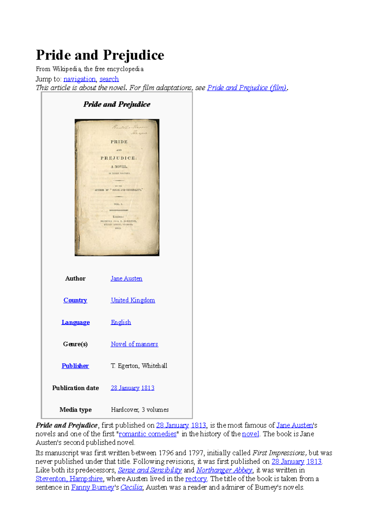 Pride And Prejudice - Summary - Westminster - Studocu