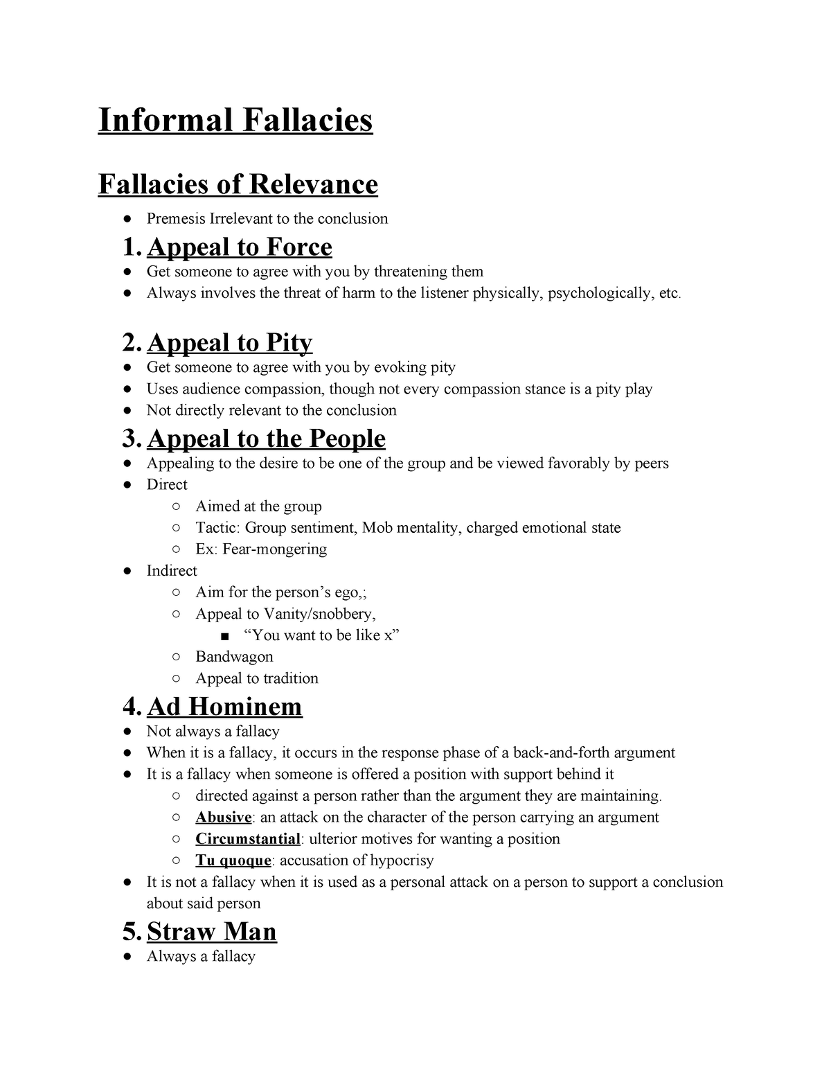 critical thinking informal fallacies