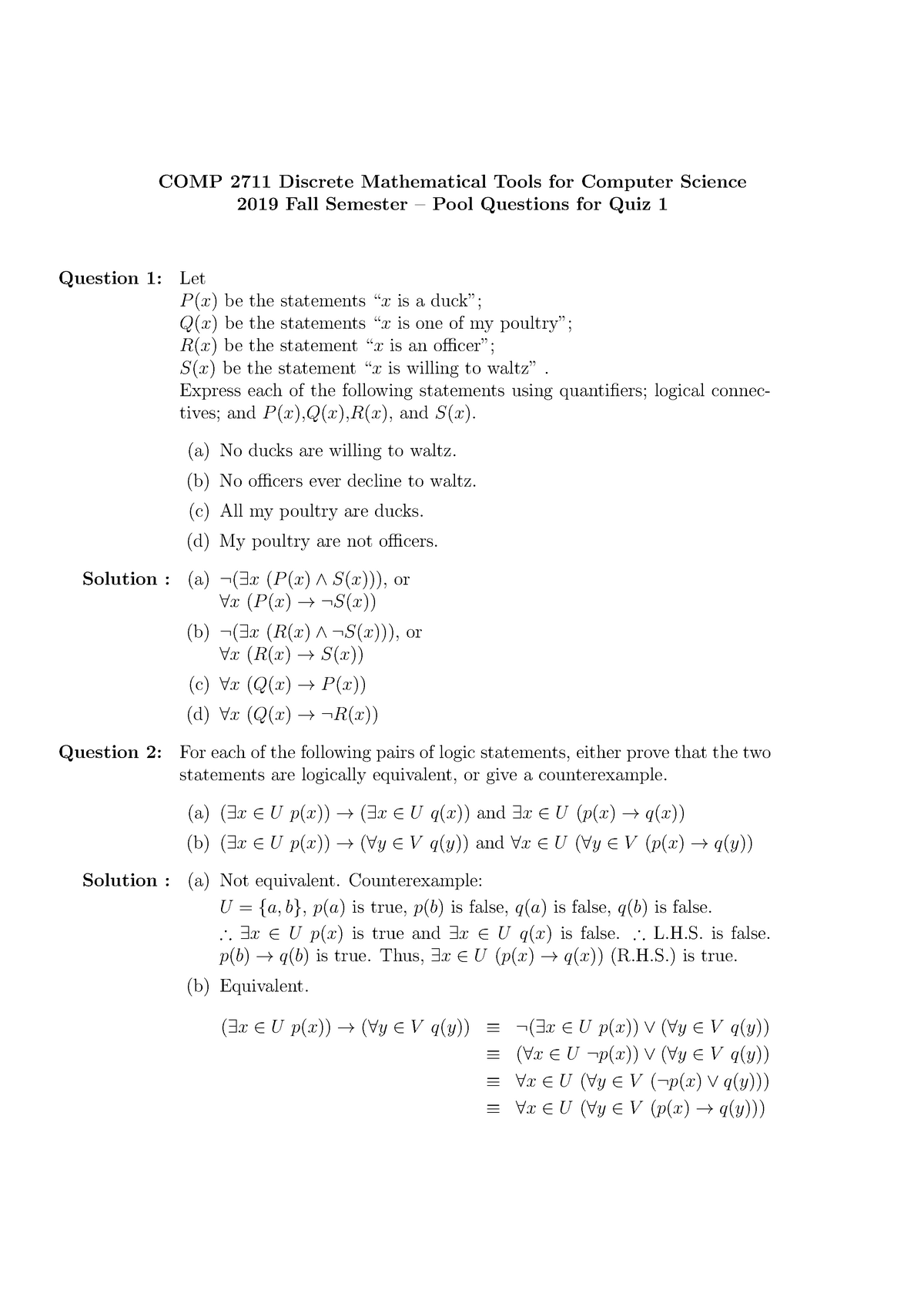 2 Quiz Question Pool Solution Studocu