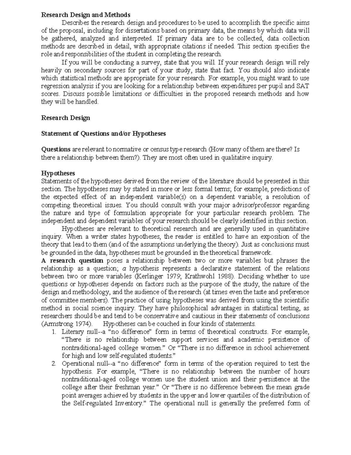 Week four lesson notes - Research Design and Methods Describes the ...