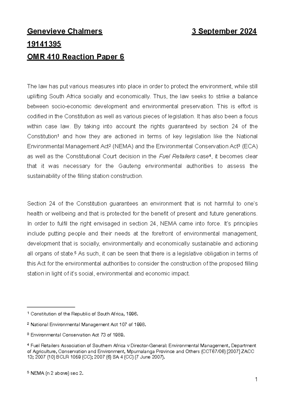 OMR reaction paper 6 - Tutorial on whether authorities have an ...